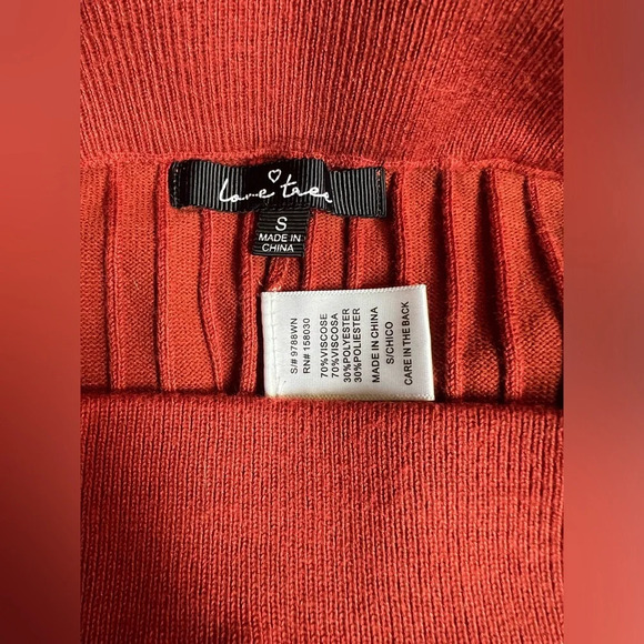 LOVE TREE Dark rust knit wide leg belted pants size S - Picture 7 of 11